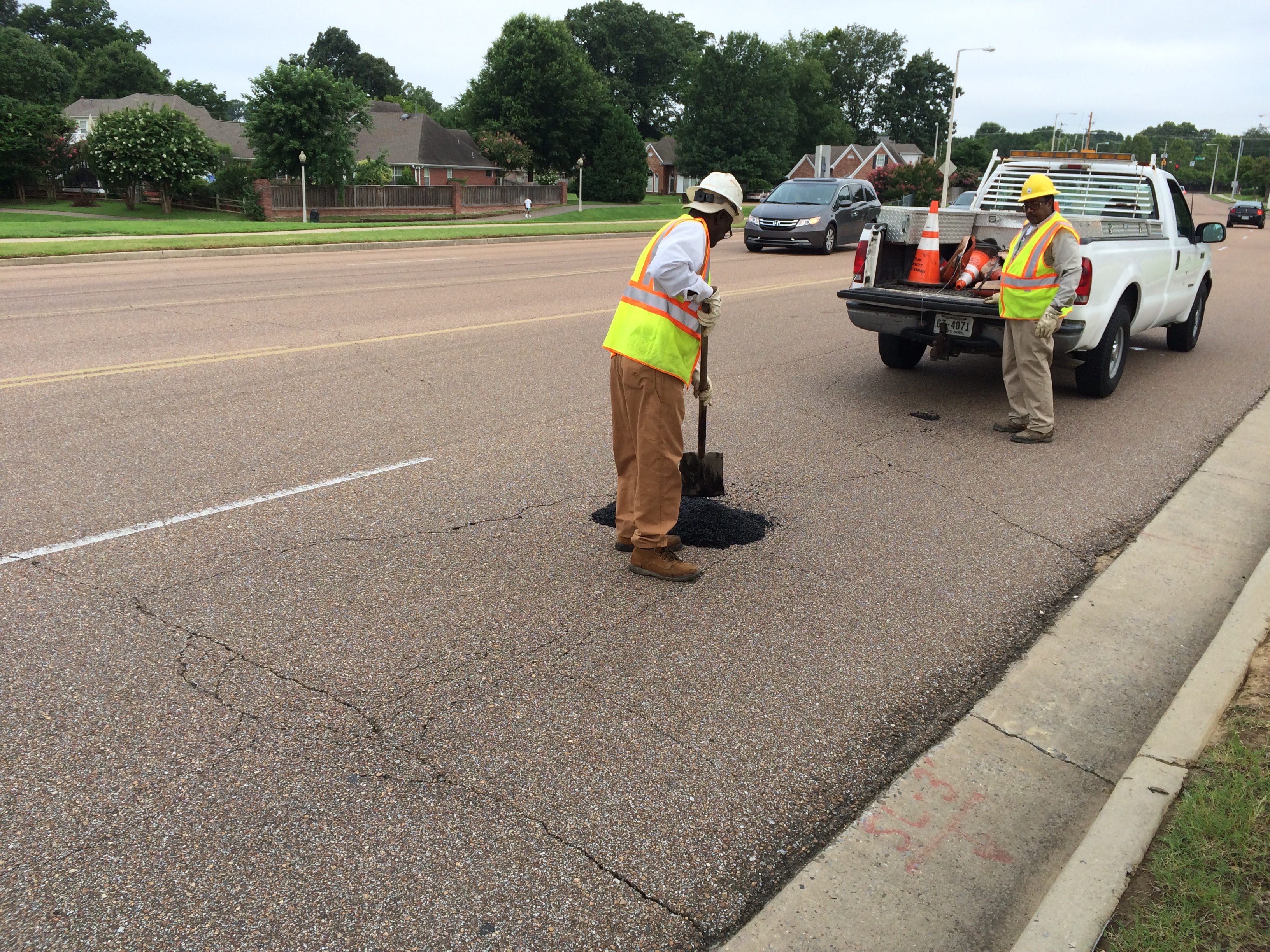 Road maintenance team working